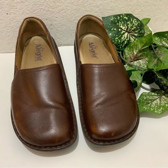 Allegria Womens Brown DEB 656 Leather Clogs Size 41 - Picture 1 of 11
